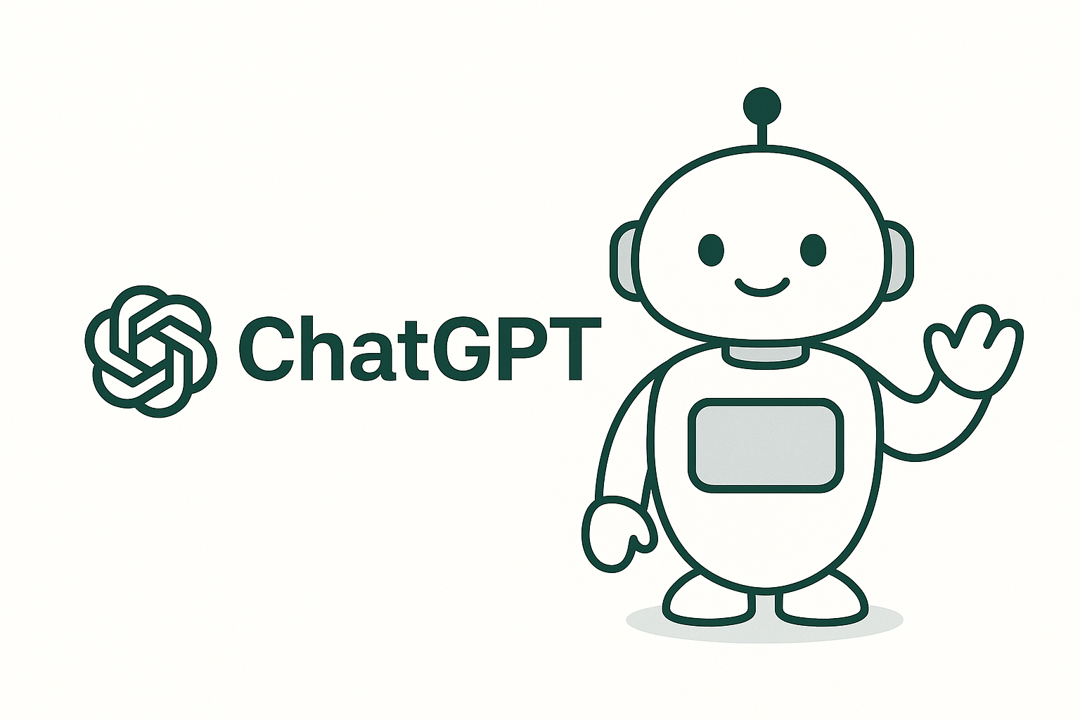ChatGPT logo alongside a friendly, illustrated robot assistant