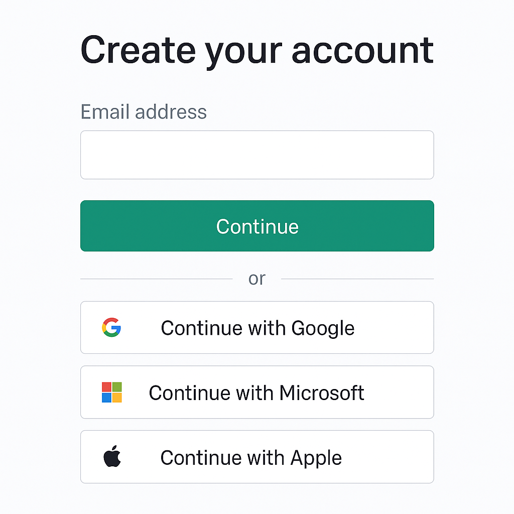 Screenshot showing chatgpt signup page options